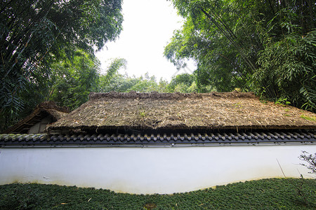 茅草屋檐中国古建筑背景