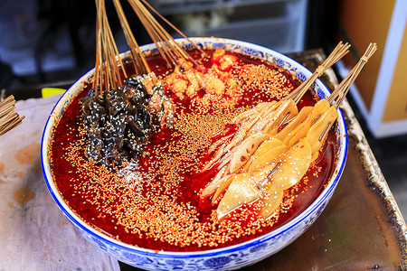 串串红成都四川特色美食小吃背景