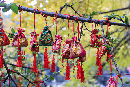 平安福袋新年祈福许愿背景