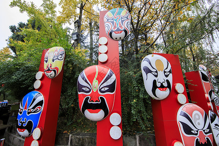 京剧边框中国风川剧脸谱背景