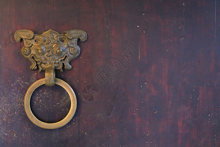 古代门把手中国元素的门背景