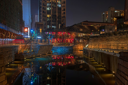 休闲街区夜景背景图片