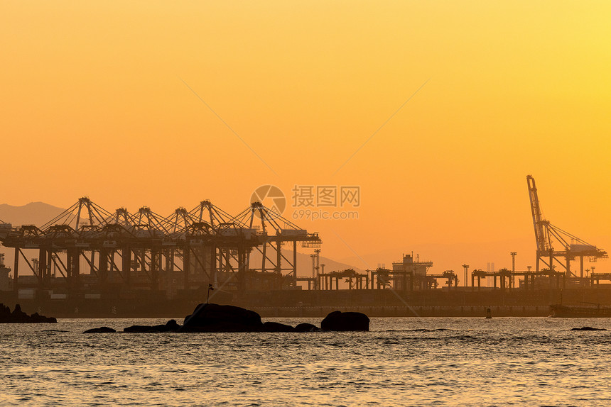 黄昏港口码头图片