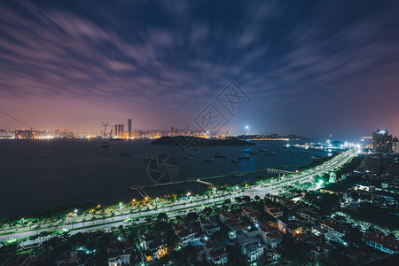 厦门城市全貌夜景背景图片