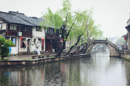 花桥流水江南水乡背景