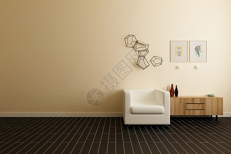 黑木地板素材现代客厅沙发组合效果图背景