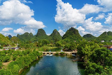 花桥流水桂林阳朔遇龙河自然风光背景