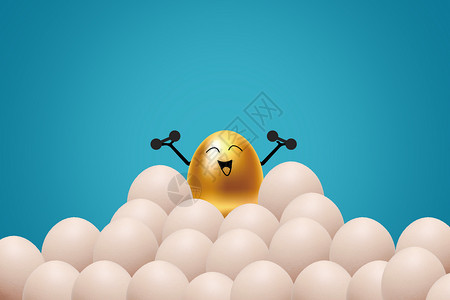卡通鸡蛋举重的金蛋创意场景设计图片