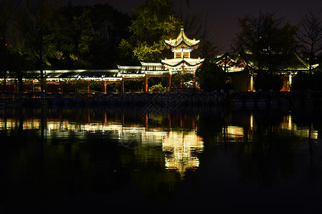 夜游湄南河冬季夜游翠湖公园背景
