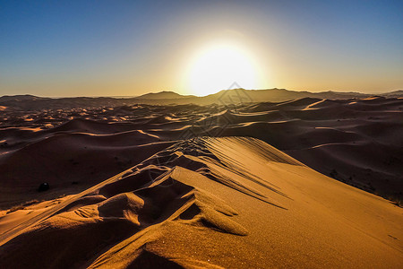 北非旅游撒哈拉沙漠日出背景