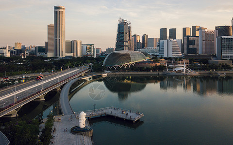 建筑高清大图新加坡滨海湾高清大图航拍背景