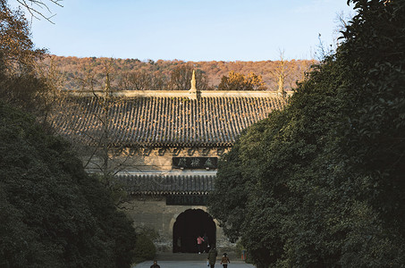 南京旅游景点里的古建筑背景图片