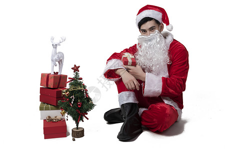 圣诞老人准备礼物背景图片