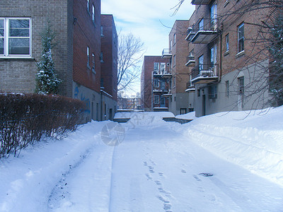 国外冬季素材下雪后国外的住宅小区背景