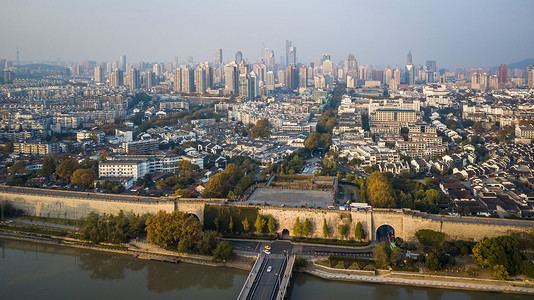 古代高楼南京中华门全景背景