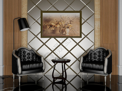 石材背景墙美式单椅组合效果图设计图片