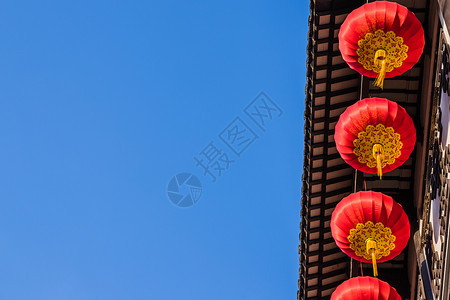 上海豫园建筑与灯笼背景图片