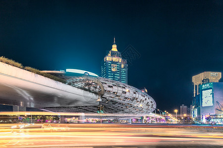 车流轨迹五角场夜景背景