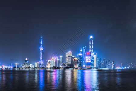 东方明珠三件套上海城市夜景背景