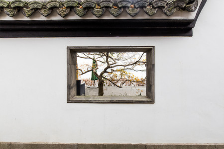 杭州西湖文化广场庭院古墙背景