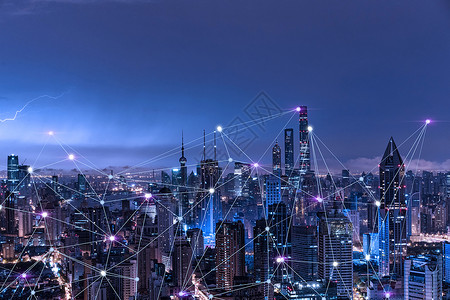 城市雷雨全球互联网通讯科技设计图片