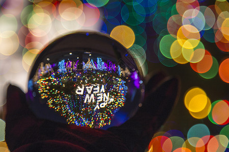 蓝色卡通水晶球水晶球圣诞背景