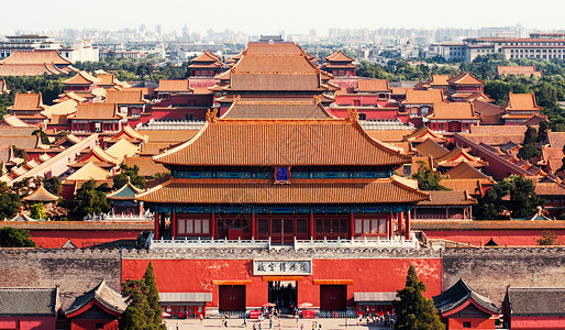 中式红黑故宫博物院特写背景