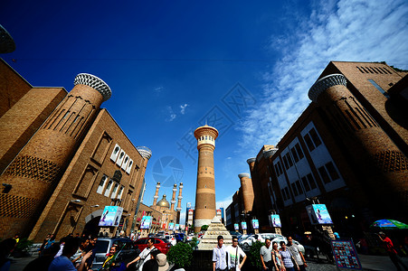 乌鲁木齐地标建筑新疆乌鲁木齐国际大巴扎背景