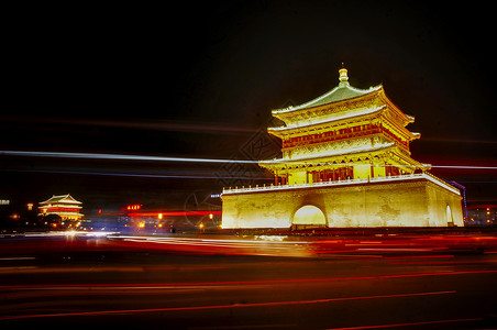 西安钟楼夜景背景