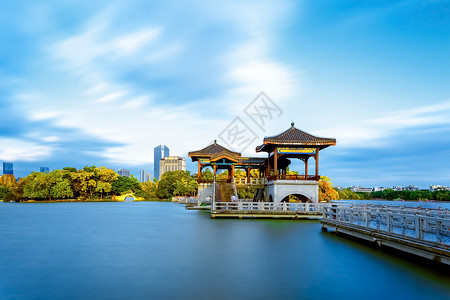 中国风旅游景区插画西湖九曲石桥背景背景