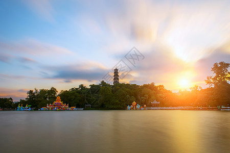 古风太阳广东惠州西湖落日背景背景