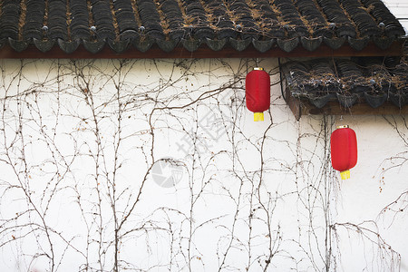 藤蔓元素中国风古建筑背景