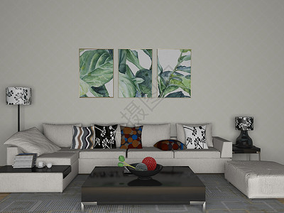 组套家具现代简约客厅效果图设计图片