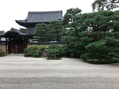 砂石地日本京都寺庙庭院背景