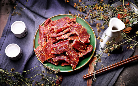 风干五香牛肉干内蒙古风干牛肉背景