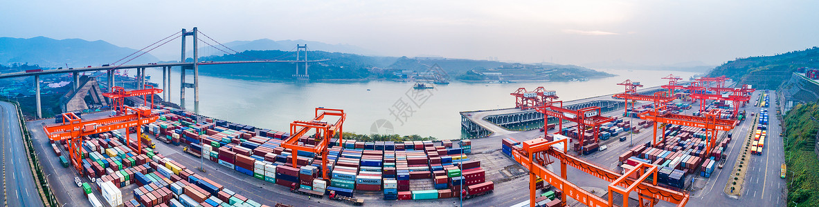 海陆运输港口码头全景图背景