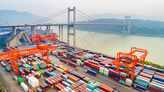货船集装箱物流运输港口码头背景