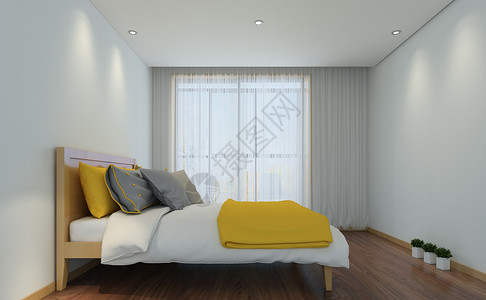 现代极简风卧室室内设计效果图图片