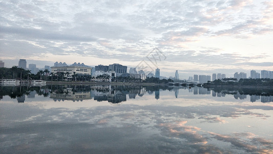 清晨的筼筜湖背景图片