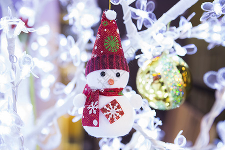 圣诞树挂饰素材小雪人背景