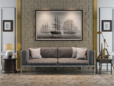 沙发墙挂画壁画客厅家居效果图设计图片