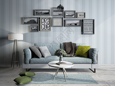 仿真白掌盆栽现代简约沙发设计图片