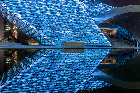 水幕墙建筑夜景背景