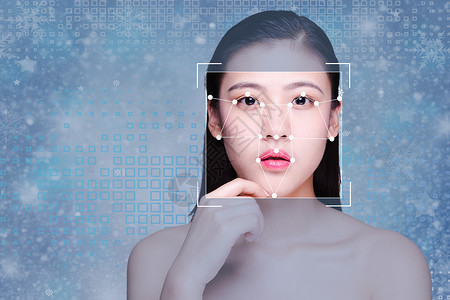 女性模特人脸识别技术设计图片