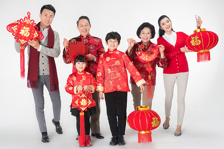 新年问候春节家人团聚拜年背景