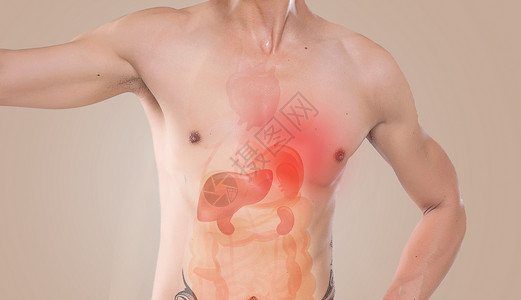 赤裸上身男性肠胃健康设计图片