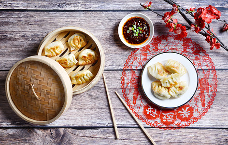 煎饺食材蒸饺煎饺背景