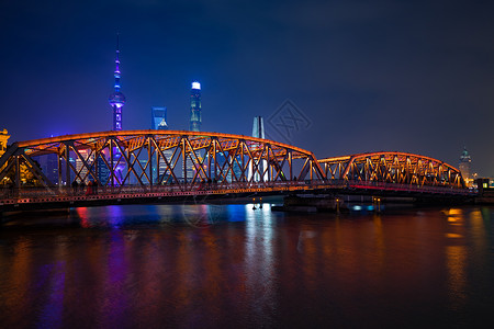 东京皇居外苑上海外白渡桥夜景背景