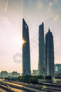 上海标志性的三幢高楼大厦背景图片