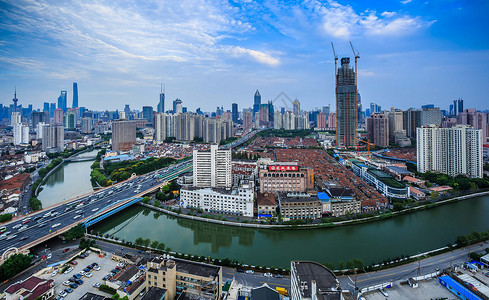 上海浦西苏河湾城市景观背景图片